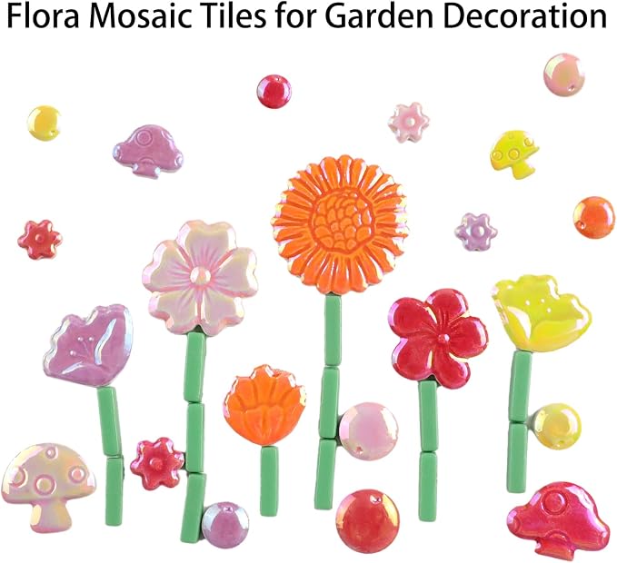 454g DIY Craft Ceramic Mosaic Tiles Flower Animal Mosaic Insect - Image 2