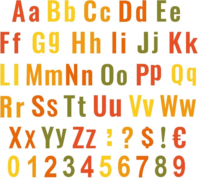 FYSUIMU 134 Pcs Fall Bulletin Board Letters Autumn Colored Alphabet Number by FYSUIMU