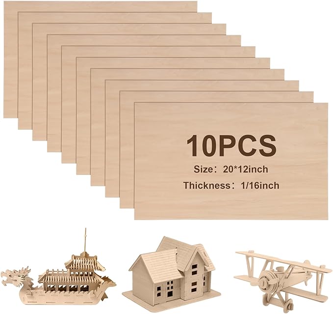 Sasylvia Balsa Wood Sheets 12 x 20 x 1/16 Inch Basswood Sheets by Sasylvia