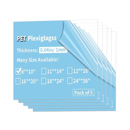 5 Pack 8x10 PET Sheets 0.04" Thick PET Plexiglass Sheets Panels by gdhwcxl
