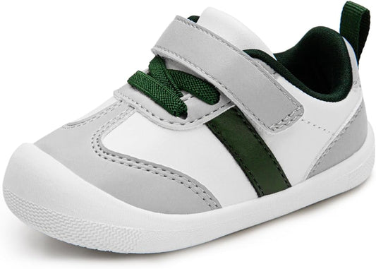 Baby Shoes Boys Girls Barefoot Wide Toe Box Zero Drop First Walkers PU Leather Nonslip Toddler Sneakers for 6-24 Months Infant Walking,Running,Crawling