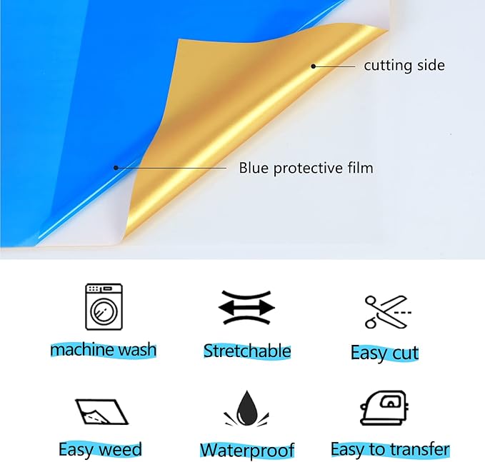 guangyintong Soft Metal Heat Transfer Vinyl Shiny Golden HTV Rolls, HTV Vinyl - Image 6