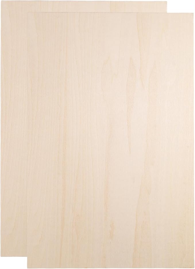 HARFINGTON 2pcs 3mm Basswood Plywood Sheets 12" x 18" x 1/8" Thin Unfinished by HARFINGTON