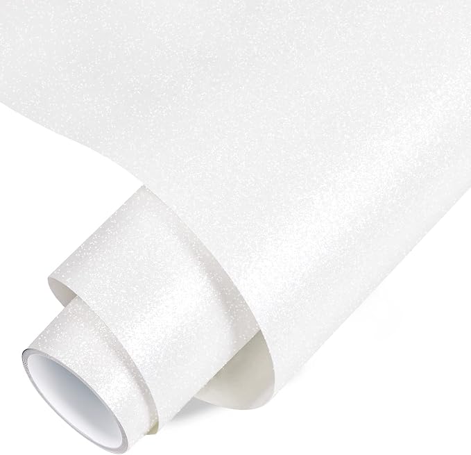 VINYL FROG Shimmer Adhesive Vinyl 12"x60" White Glitter Craft Permanent Vinyl by VINYLFROG