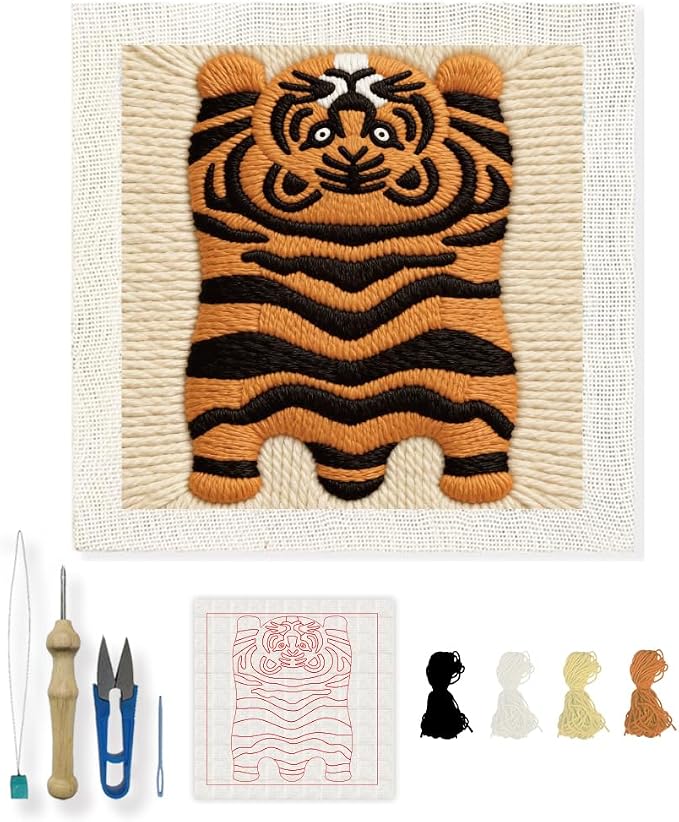 INFUNLY Tiger Punch Needle Kit for Adults Beginners Pre-Printed Punch Needle by INFUNLY