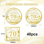 40 Pcs Modern Classic Gold 70th Plates and Napkins Set – 70th Plates Napkins - Image 2