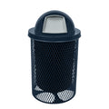 COATEDOUTDOORFURNITURE RDT-DBL Heavy Duty 32 Gallon Round Trash Receptacle, Liner Included, Dark Blue with Black Dome, Made in America