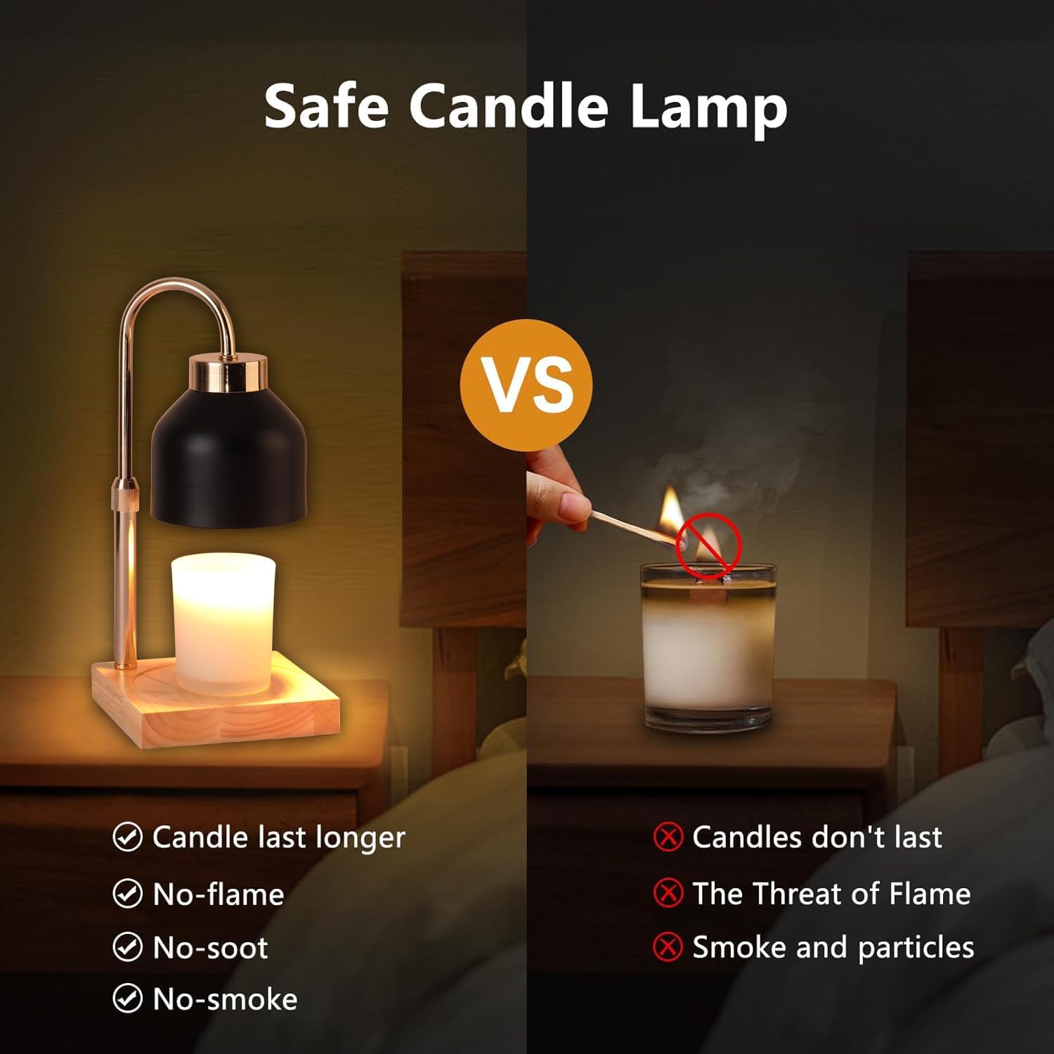 Candle Warmer Lamp, Dimmer, 2/4/8H Timer, Adjustable Height Candle Warmer, Vintage Home Decor, Wax Melts Warmer for Scented Jar Candles with 2 Bulbs