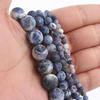 60pcs Natural Matte Blue Sodalite Gemstone Beads，6mm Frosted Round Loose Stone - Image 3