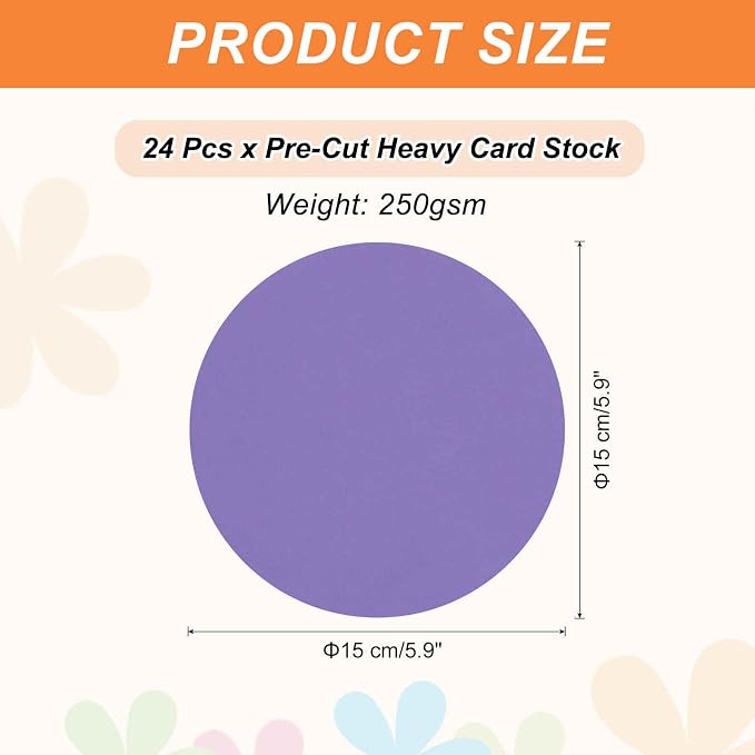 MECCANIXITY 24 Pcs Circle Card Stock, 5.9 Inch Round Cutouts Paper Thick - Image 2