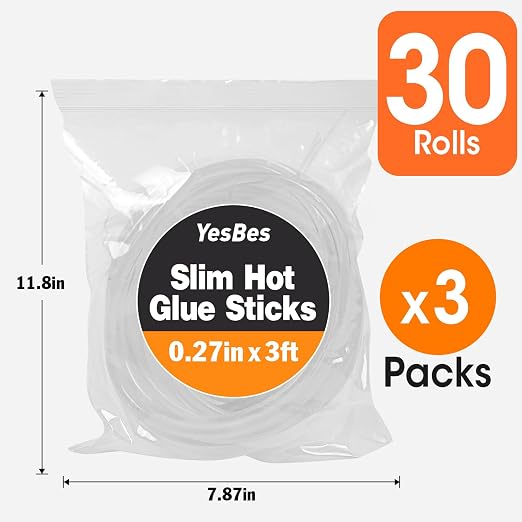 30 Pack Long Mini Hot Glue Stick Rolls, Each 3 FT Long x 0.27" Diameter Glue - Image 6
