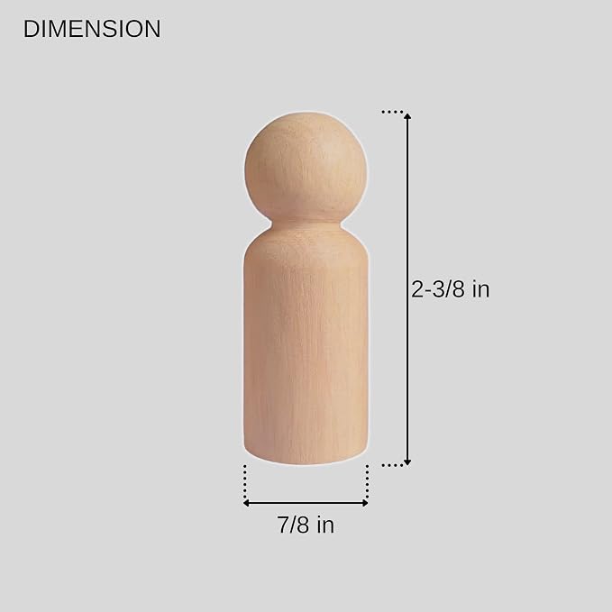 Peg Dolls Unfinished 2-3/8 inch DAD Pack of 30 Wooden Peg People - Image 3