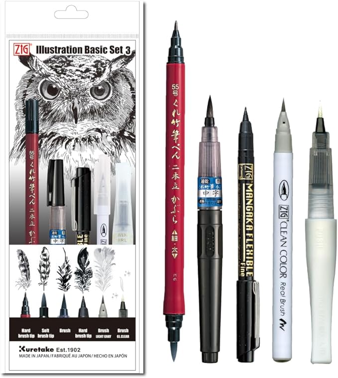 Kuretake Zig Inktober pen set, for Illustration, Manga Drawing, Lettering and by Kuretake
