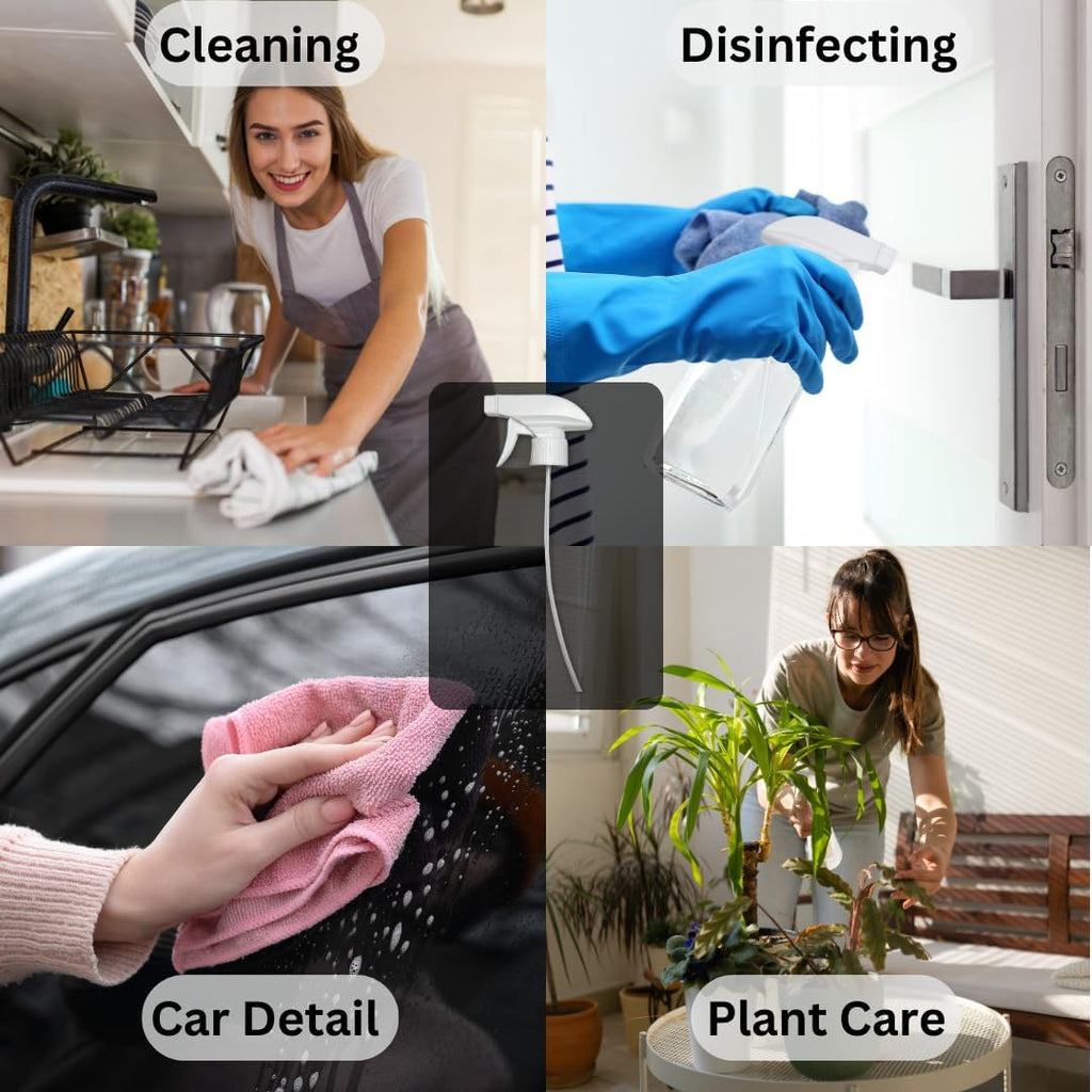 4-Pack White Trigger Sprayers - Heavy Duty Dual Misting and Stream Spray Bottle. Perfect Sprayer Head Replacement for 8oz,16oz, or 32oz Spray Bottles for Home, Kitchen, Garden and Office