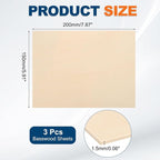 MECCANIXITY 3pcs Basswood Sheets 8 x 6 x 1/16 Inch Unfinished Wood Boards - Image 2
