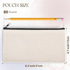 80 PCs Blank canvas Zipper Pouch, Makeup Bags Bulk Pencil Pouch - Image 2