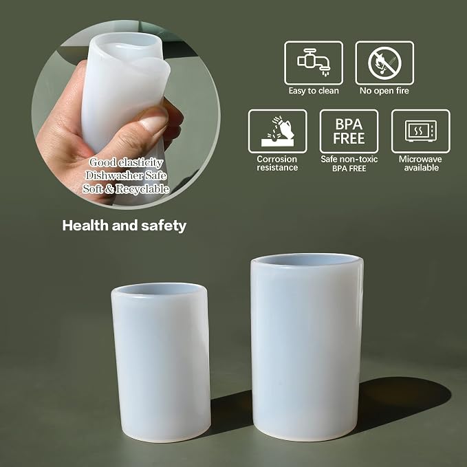 Cylinder Molds for Candle Making, 4 Inch and 3.5 Inch Silicone Candle Molds | - Image 4