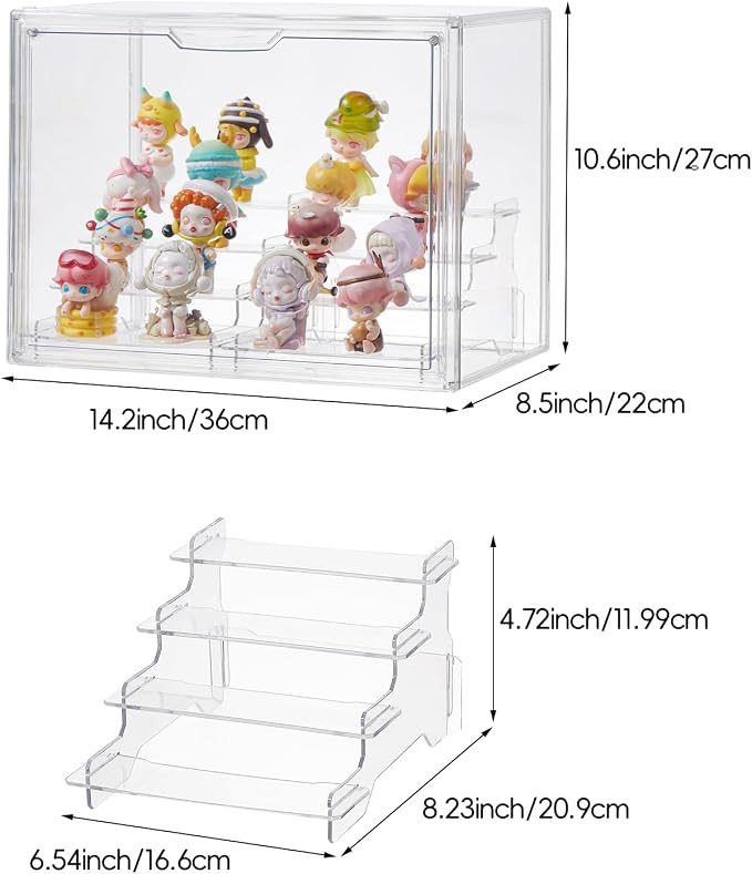 4 Tiers Clear Acrylic Display Case, Plastic Storage Bins - Image 3