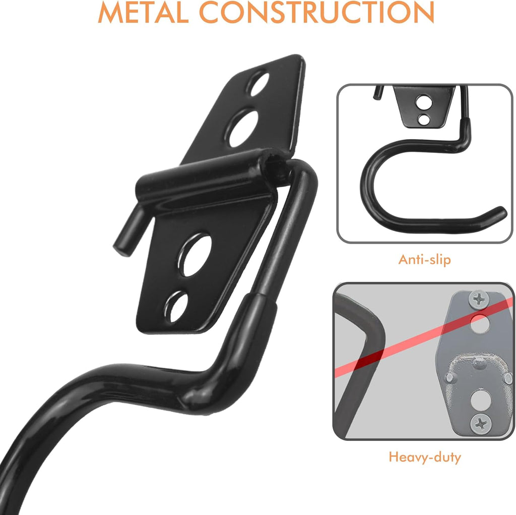 LIGHT DUST Broom Holder Wall Mount - 12 Pack Tool Hangers Garage Wall Hanging Organizer - Heavy Duty Metal Large S Hooks for Mop Shovel Rake Shed Garden Lawn Yard Handle Tools Organization (Black)