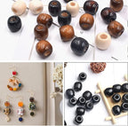 400Pcs Large Hole Barrel Wood Beads, BetterJonny 12x11mm 4 Colors Natural - Image 2