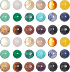 SUPERFINDINGS 36pcs 18 Materals Gemstone Cabochon 8mm Half Round Stone by SUPERFINDINGS