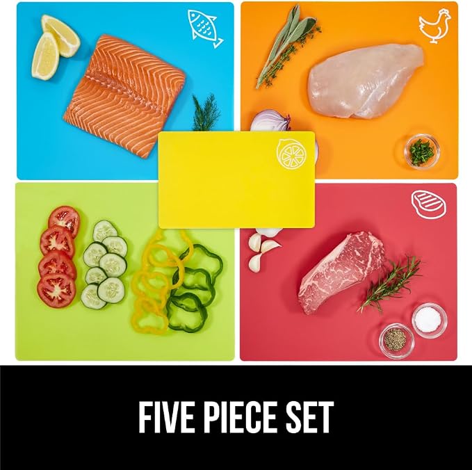 GORILLA GRIP 100% BPA-Free Flexible Cutting Board Set of 5, Durable Plastic Mats - Image 3