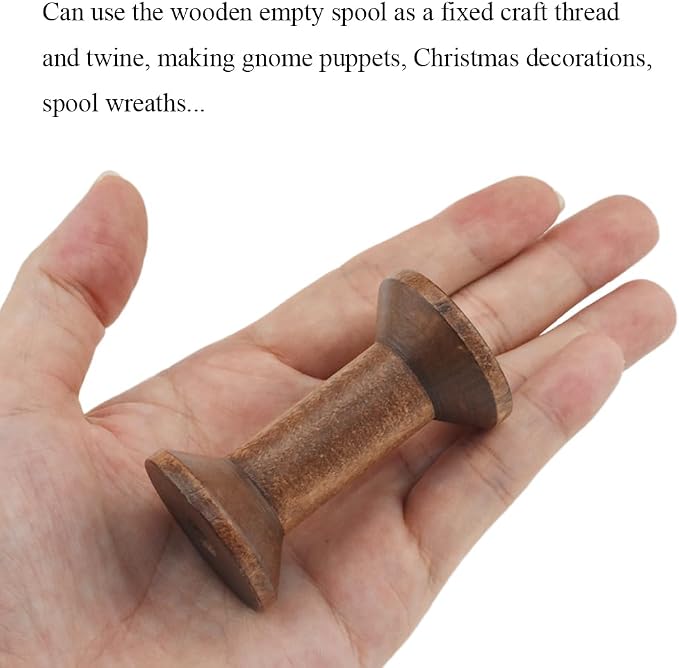 HAHIYO 2.36Inch/6cm 4PCs Light Brown Color Wood Spool - Image 3