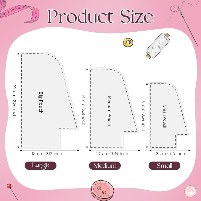 TXIN Set of 3 Purse Bag Pattern Template - Image 2