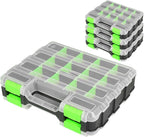 Jack Boss Tool Box with Transparent Lid, Double Side 34-Compartments Organizer by JACKBOSS
