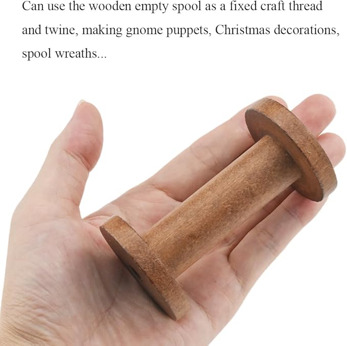 HAHIYO 3.35Inch/8.5cm 3PCs Light Brown Color Wood Spool - Image 3