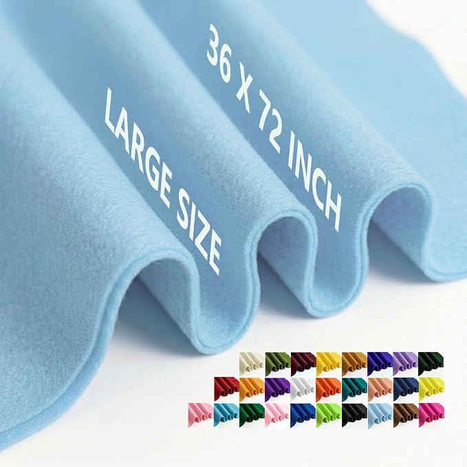 Blue Felt Fabric 36" x 72" 1.6mm Thick Large Craft Sheet | Soft, Flexible Felt by MEDIANER