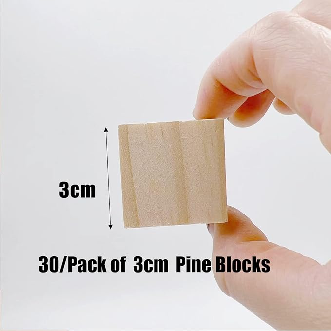 Wood Blocks for Crafts, Unfinished Wood Cubes, 3cm Natural Wooden Blocks - Image 2