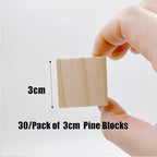 Wood Blocks for Crafts, Unfinished Wood Cubes, 3cm Natural Wooden Blocks - Image 2