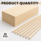 80PCS Square Basswood Dowel Rods 12 Inch – Unfinished Wood Dowels 1/4 Inch x 12 - Image 2