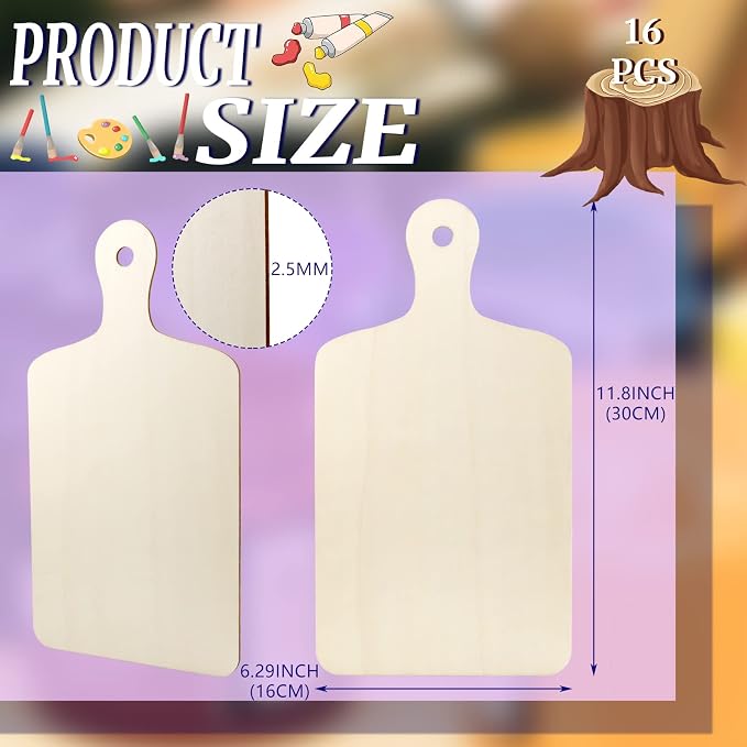 Vmiapxo 16 Pcs Unfinished Wooden Cutting Boards - Image 2