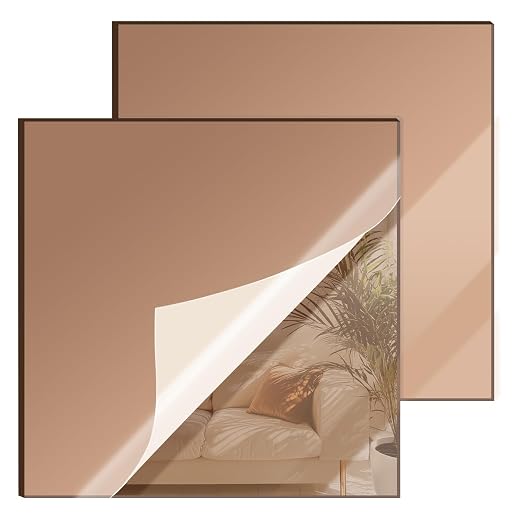12x12 Inches Bronze Mirror Acrylic Sheet – 2 Pcs Reflective Acrylic Panel by SAKRNIC