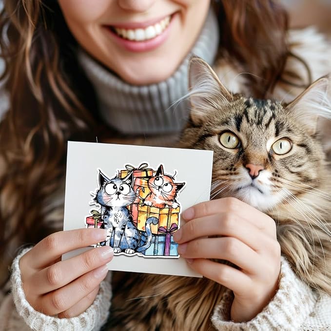 GLOBLELAND Cartoon Gift Cat Clear Stamps Yarn Cat Clear Stamps Pet Cat Silicone - Image 4