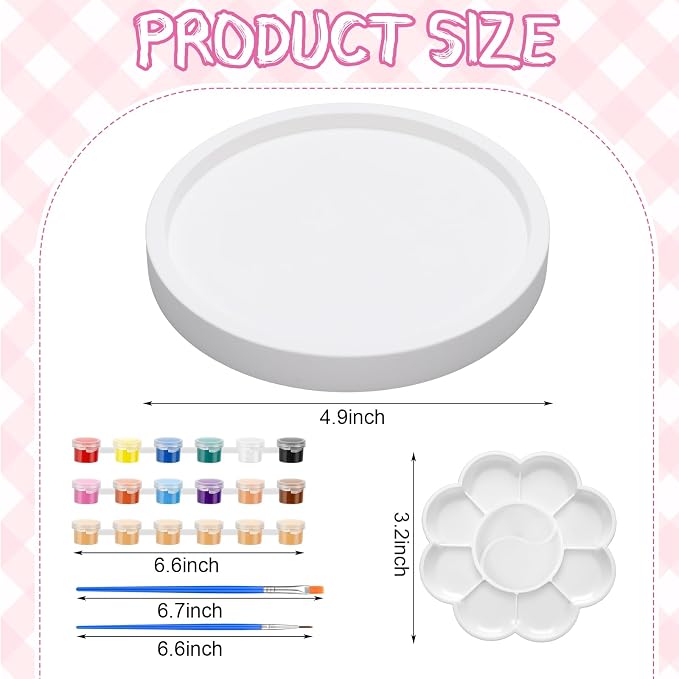 MotiMind 4 Set Ceramics to Paint Round Jewelry Tray Ready to Paint Your Own - Image 2