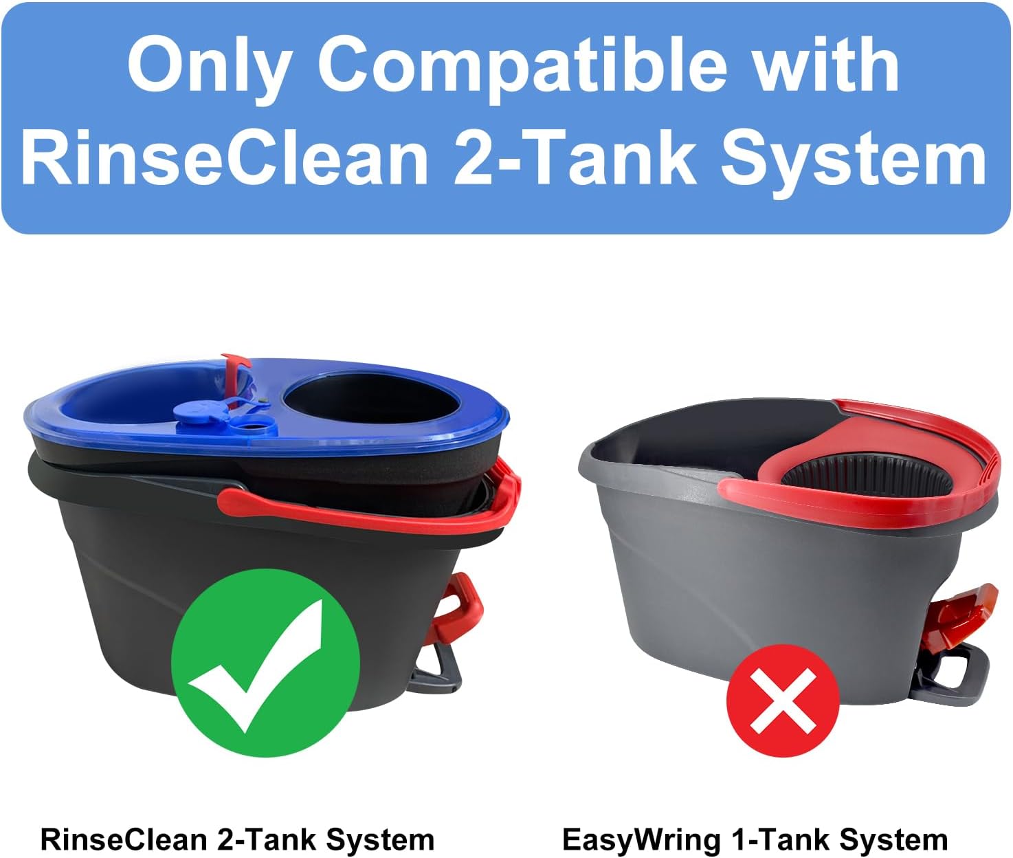 Mop Heads Replacements for Ocedar, 5 Pack Mop Replace Head for Ocedar RinseClean 2-Tank System, Spin Mop Replacement Head with 2 Scrubber Mop Head, Microfiber Mop Refills Deep Cleaning