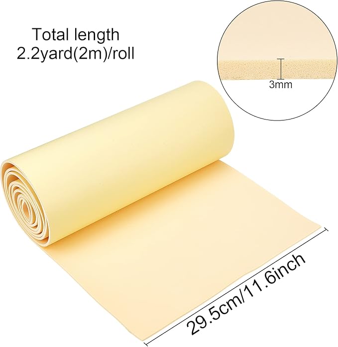 BENECREAT 3mm Thick Beige Self-Adhesive EVA Foam Roll 78.7x11.8 Inch - Image 2