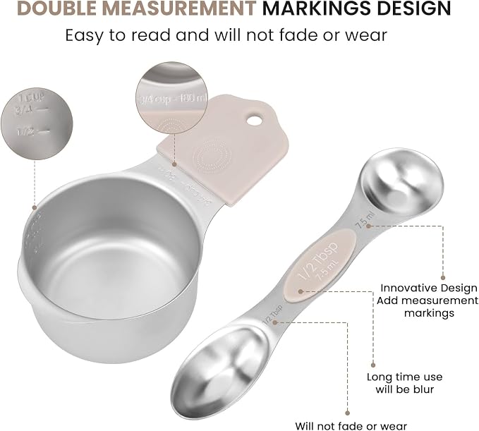Magnetic Measuring Cups and Spoons Set-Heavy Duty 304 Stainless Steel，Double - Image 4