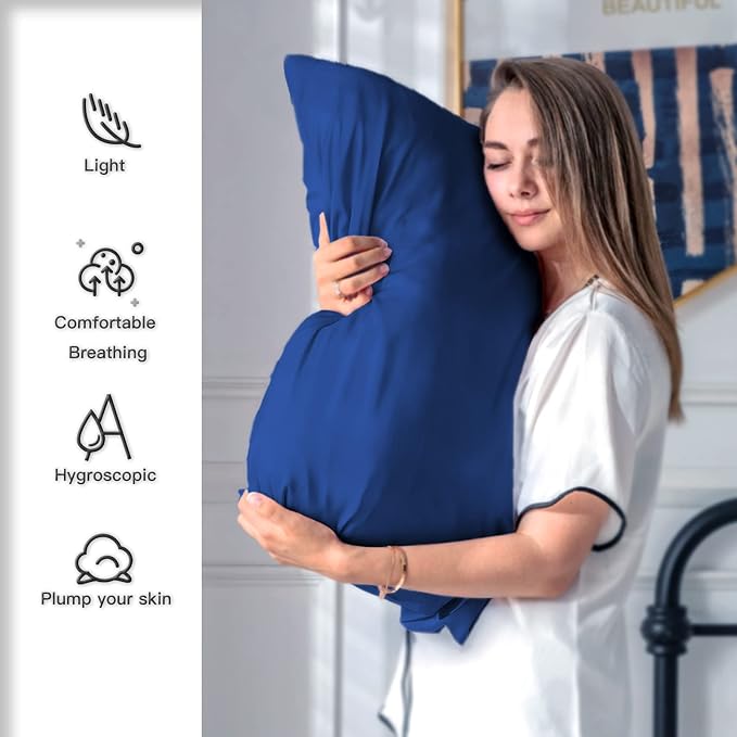 Silk Pillow Cases 2 Pack, Soft Breathable and Sliky Queen Size Pillow Cases Set - Image 3