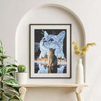 Cat Diamond Painting Kit for Adults, Round Full Drill Gem Art 12x16In | 5D - Image 2