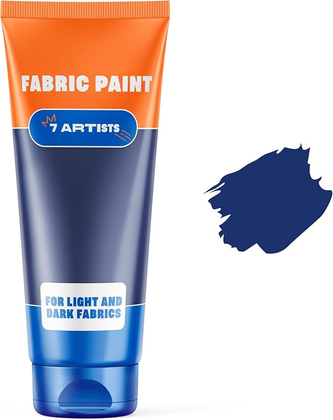 Blue Fabric Paint 2 fl. oz Tube – Permanent Fabric Paint Dark Blue by 7+Artists