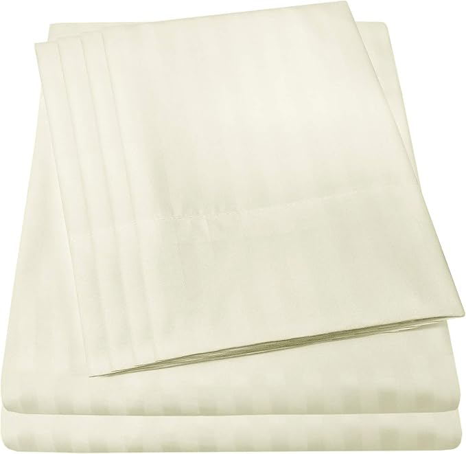 Dobby Stripe Queen Sheets by SweetHomeCollection
