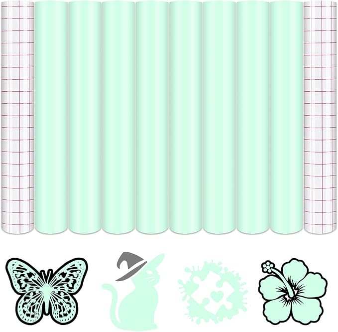 Tintnut Boho Permanent Vinyl 8 Pcs 12x10in Light Aqua Blue Adhesive Vinyl | by Tintnut