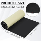 BENECREAT 118x11.8 Inch Black Self Adhesive EVA Foam Roll, 2mm Thick Adhesive - Image 2