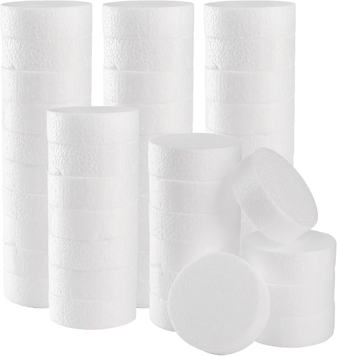 ZOOFOX 48 Pack Foam Circles for Crafts, 3 Inch Polystyrene Foam Discs, Round by zoofox