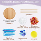 WEBEEDY DIY Mosaic Craft Kit Flower Bamboo Coasters Kits - Image 2