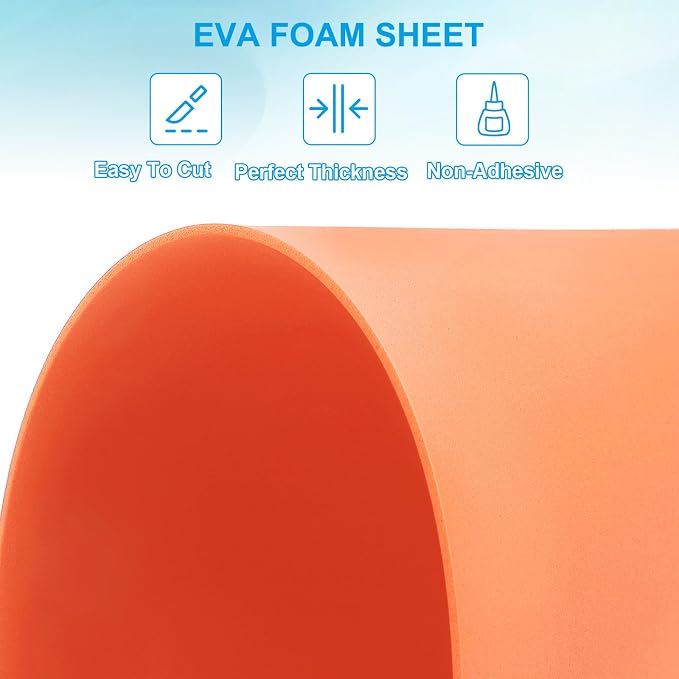 PATIKIL EVA Foam Sheet 10Pcs 12x8 Inch 2mm Thick Orange | Easy Cutting EVA Foam - Image 3